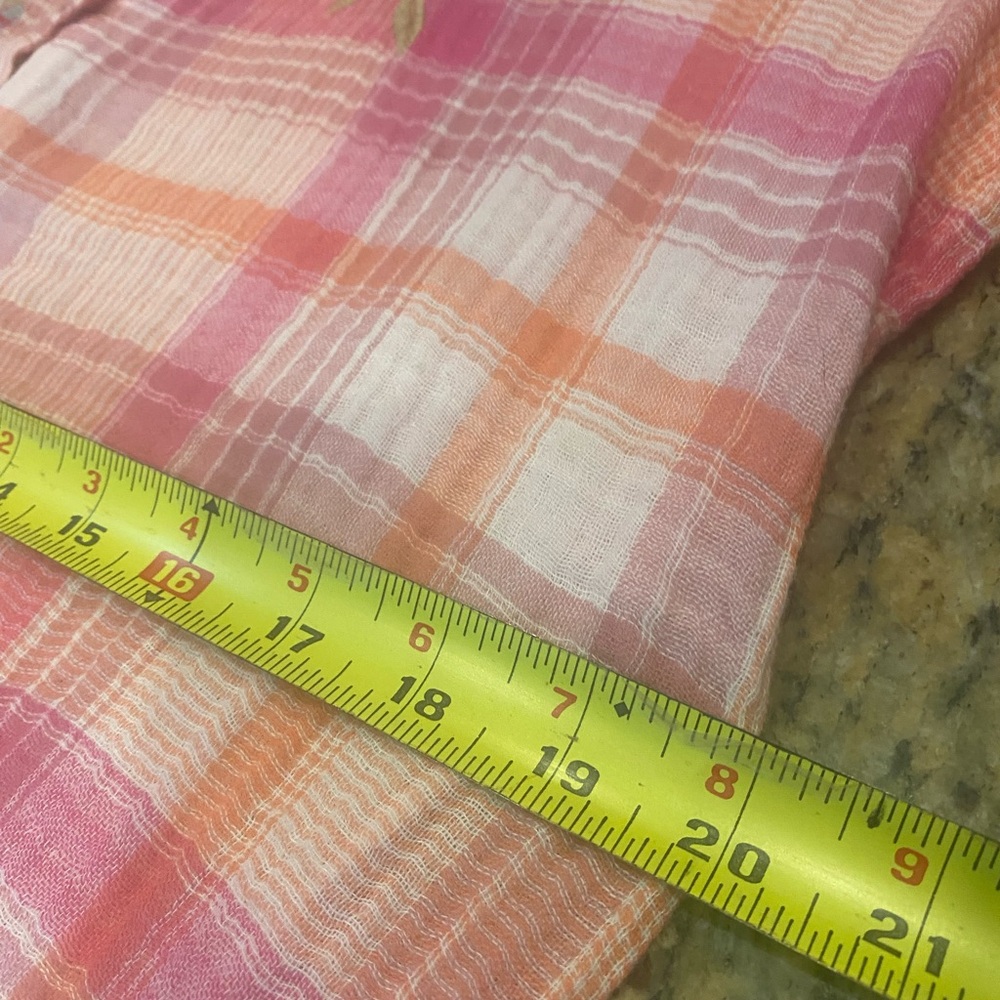 Johnny Was Pink and White Embellished Button Down Shirt - Picture 10 of 13
